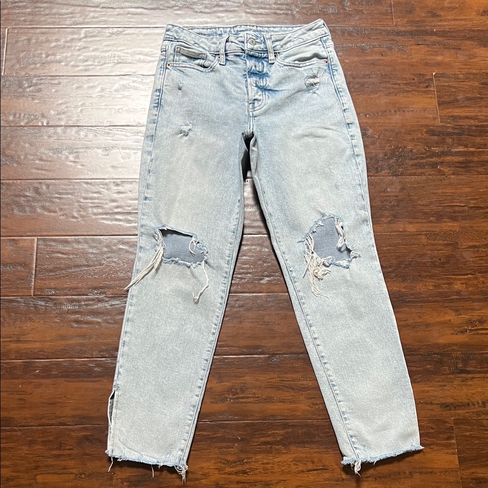 Old Navy OG Straight Distressed Light Blue Jeans Size 4